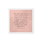 Revelation 21:4 Bible Verse, their eyes Framed Canvas Print Wall Art White 16″×16″