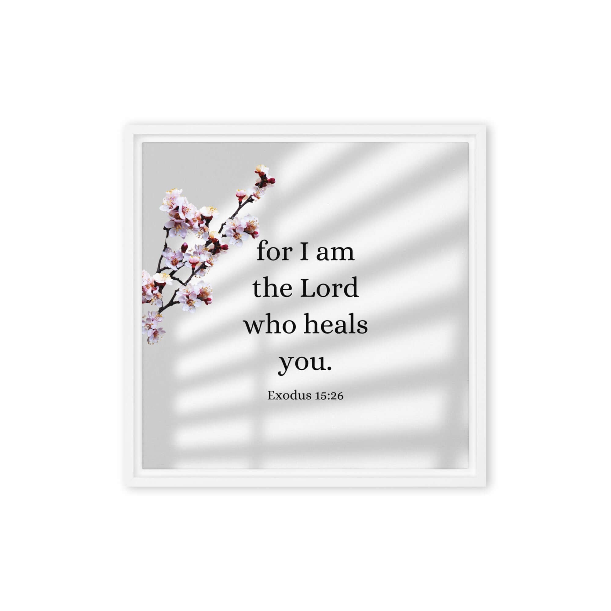Exodus 15:26 Bible Verse, diligently listen Framed Canvas Print Wall Art White 16″×16″