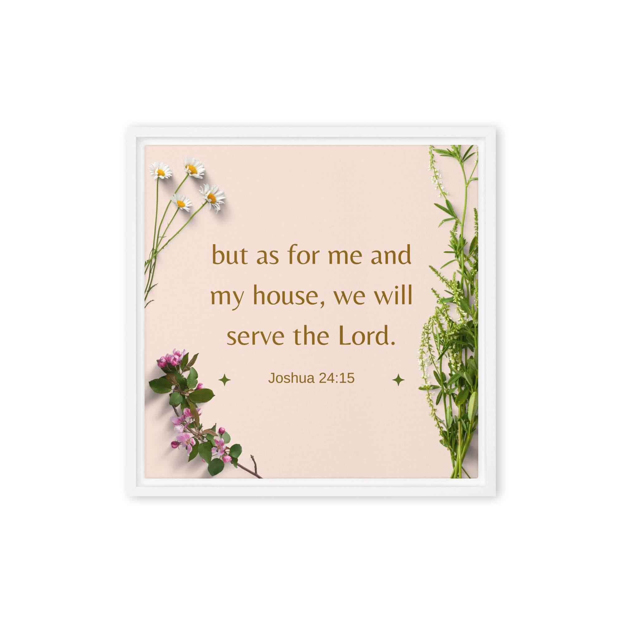 Joshua 24:15 Bible Verse, your fathers Framed Canvas Print Wall Art White 16″×16″