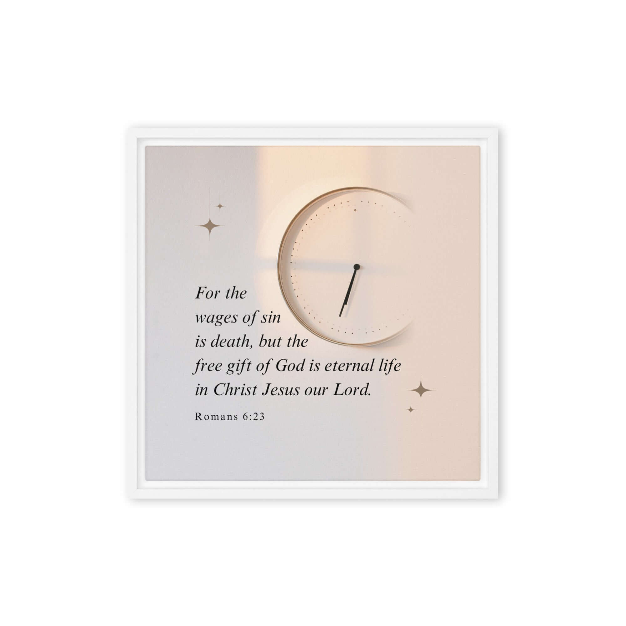 Romans 6:23 Bible Verse, our Lord Framed Canvas Print Wall Art White 16″×16″