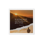 Romans 3:23 Bible Verse, of God Framed Canvas Print Wall Art White 16″×16″