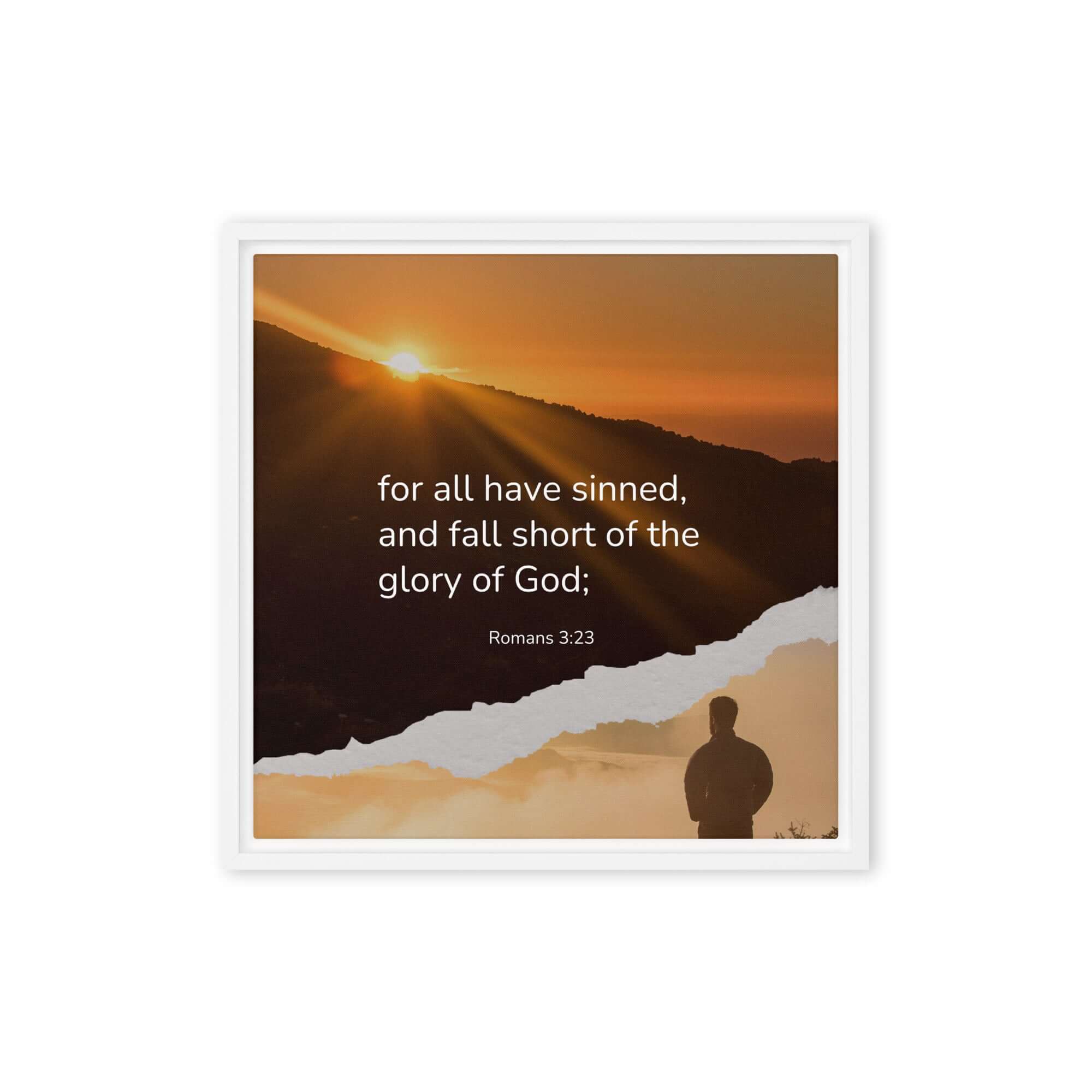 Romans 3:23 Bible Verse, of God Framed Canvas Print Wall Art White 16″×16″