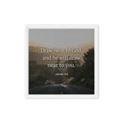 James 4:8 Bible Verse, Cleanse your Framed Canvas Print Wall Art White 16″×16″