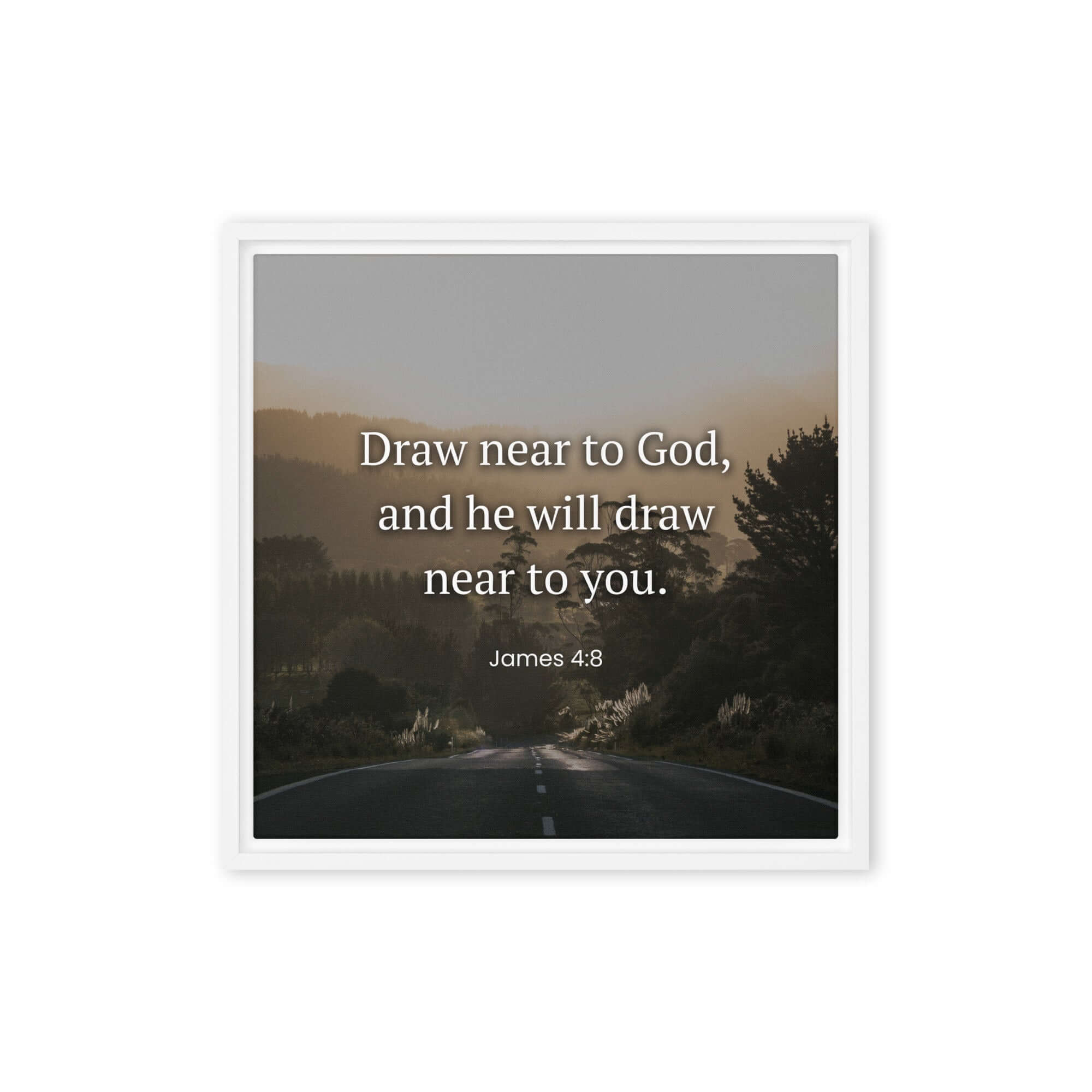 James 4:8 Bible Verse, Cleanse your Framed Canvas Print Wall Art White 16″×16″
