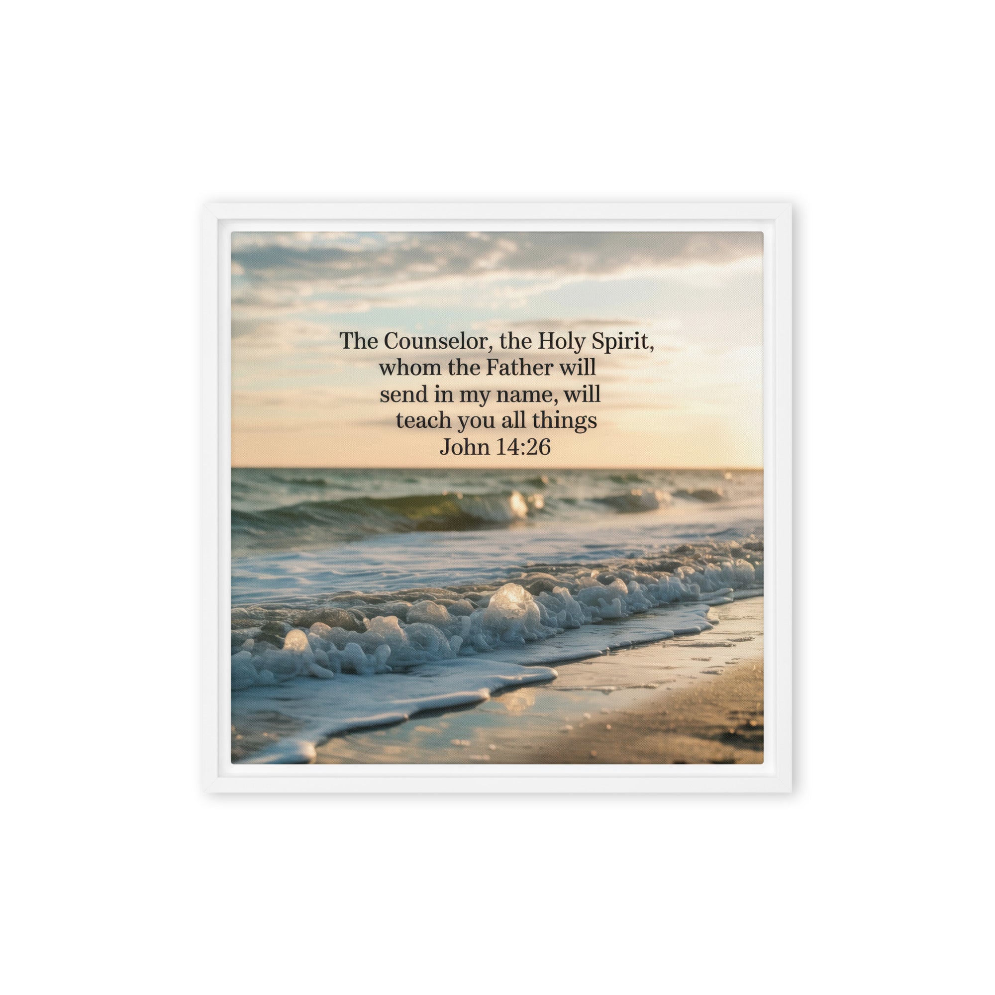 John 14:26 Bible Verse You All Framed Canvas White 16″×16″