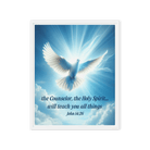 John 14:26 Bible Verse, Holy Spirit Dove Framed Canvas Print Wall Art White 16″×20″