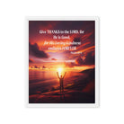 Psalm 107:1 Bible Verse, Give Thanks to the Lord Framed Canvas Print Wall Art White 16″×20″