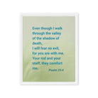 Psalm 23:4 Bible Verse, fear no evil Framed Canvas Print Wall Art White 16″×20″