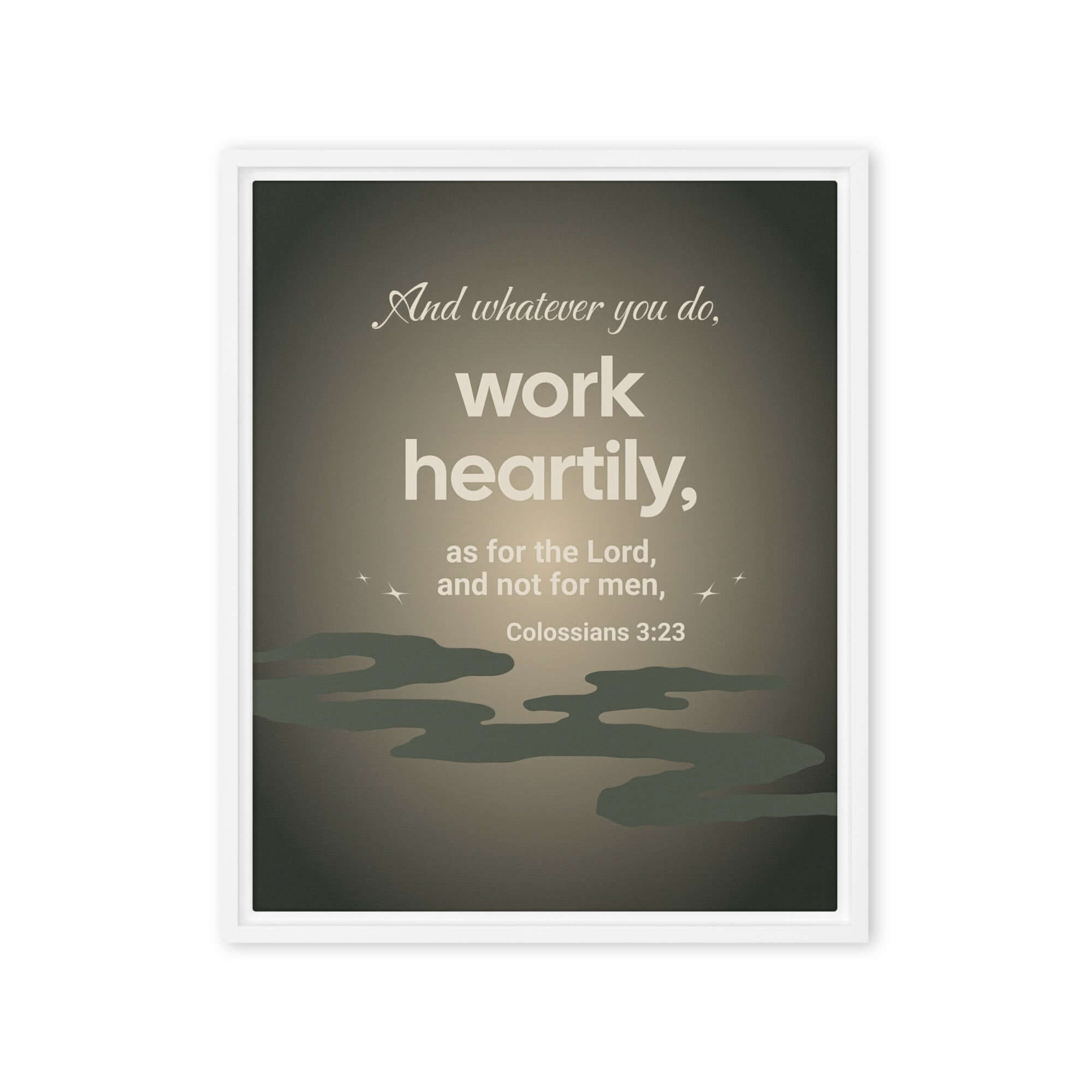 Colossians 3:23 Bible Verse, as for the Lord Framed Canvas Print Wall Art White 16″×20″