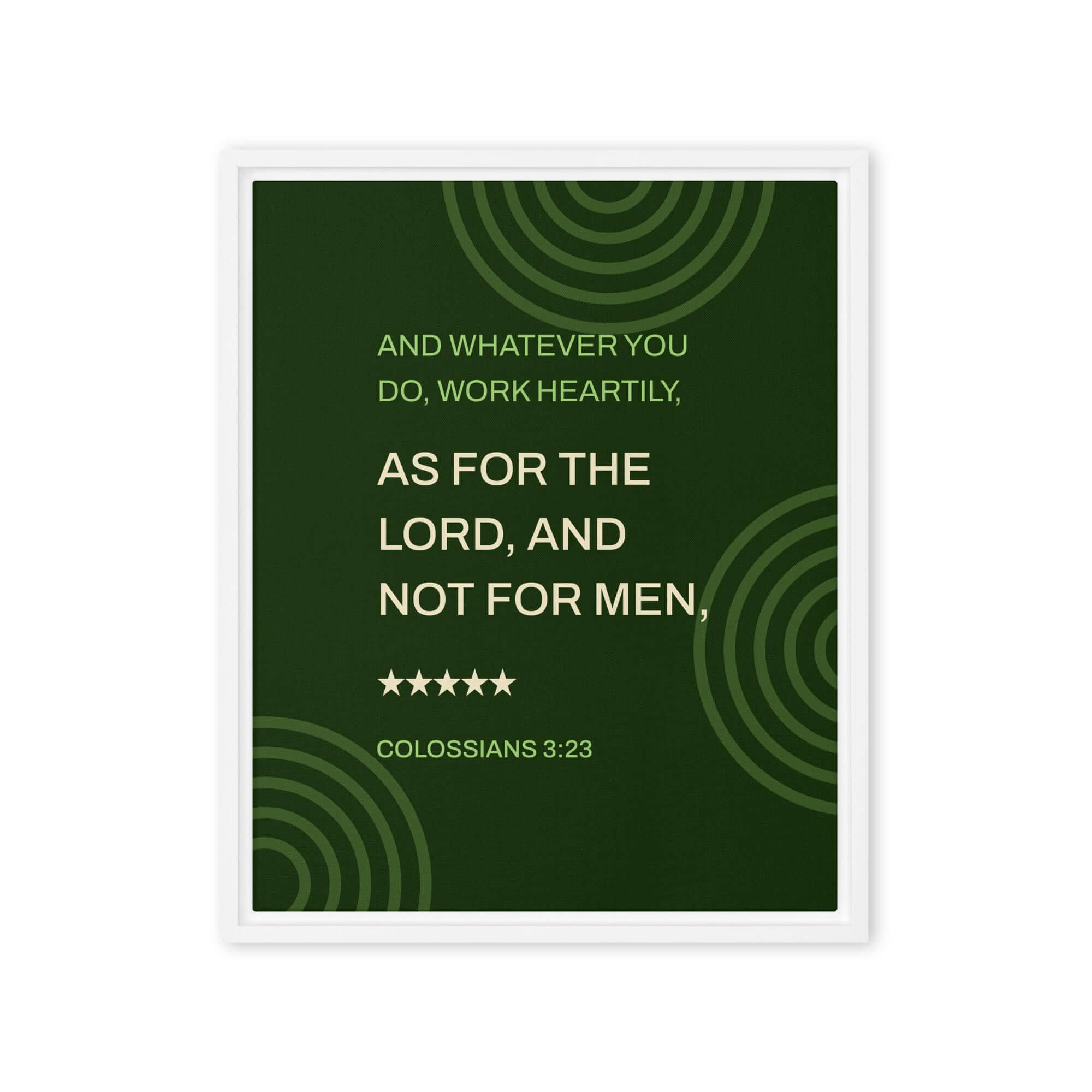 Colossians 3:23 Bible Verse, not for men Framed Canvas Print Wall Art White 16″×20″