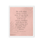 Revelation 21:4 Bible Verse, their eyes Framed Canvas Print Wall Art White 16″×20″