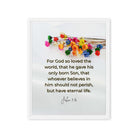 John 3:16 Bible Verse, He gave His Son Framed Canvas Print Wall Art White 16″×20″