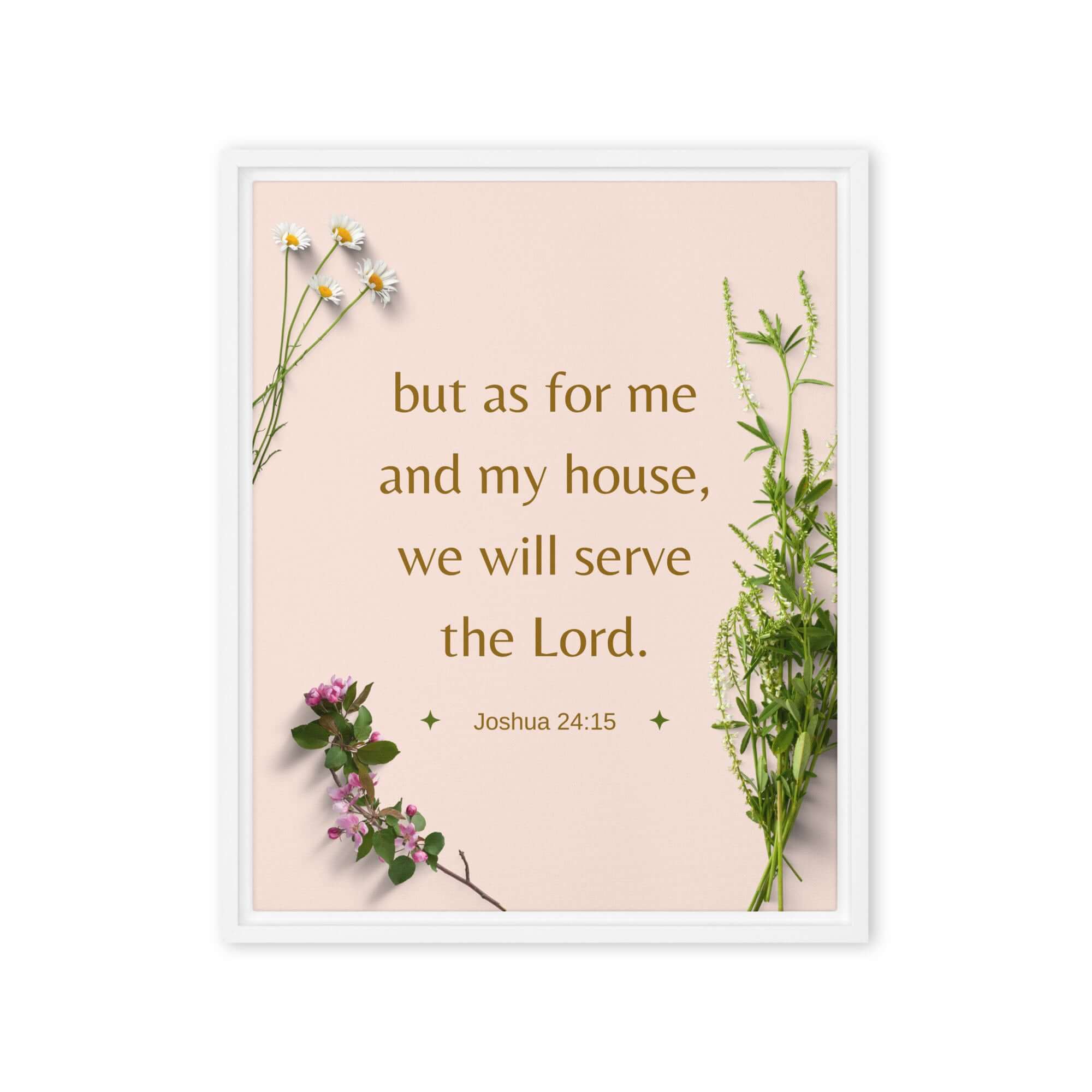 Joshua 24:15 Bible Verse, your fathers Framed Canvas Print Wall Art White 16″×20″