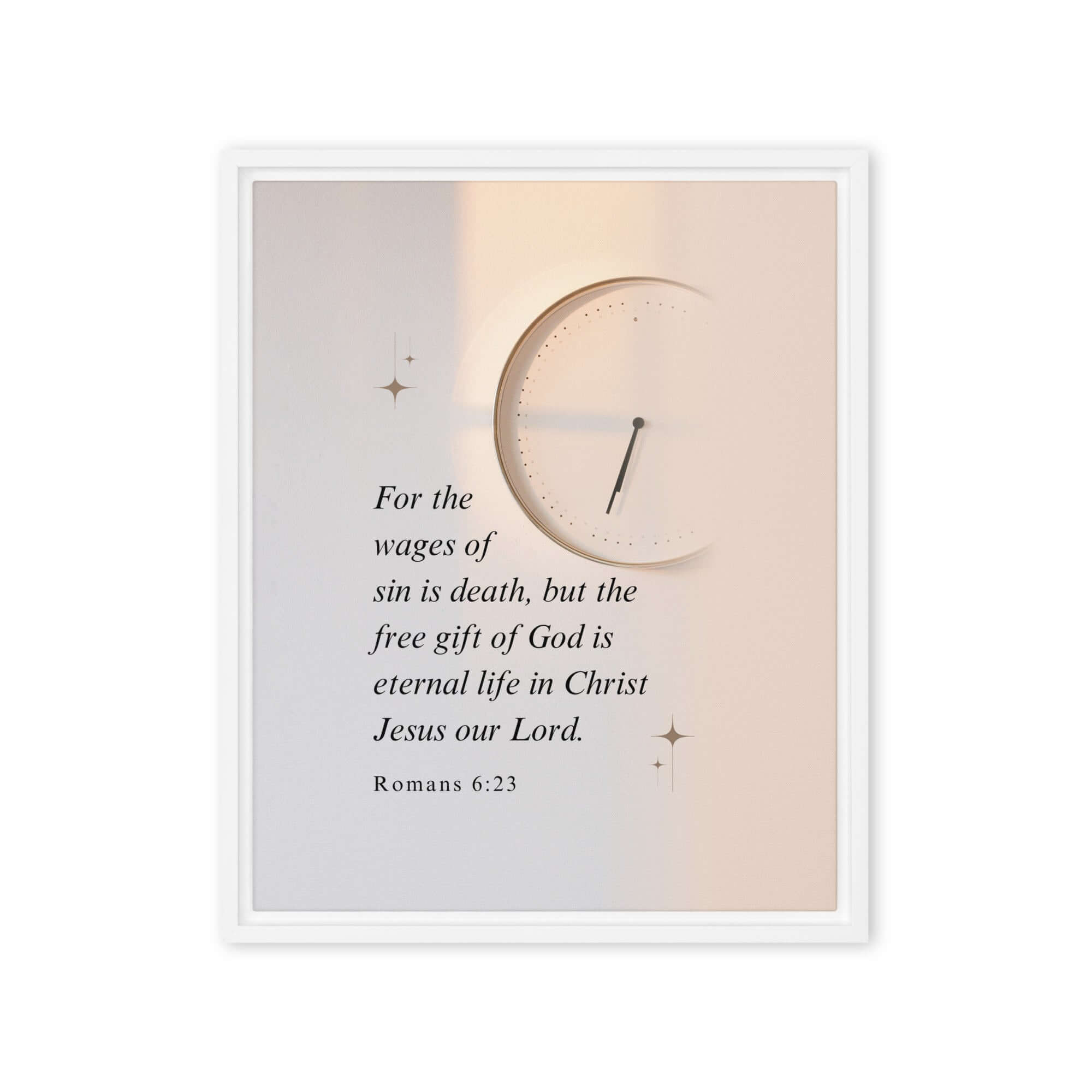 Romans 6:23 Bible Verse, our Lord Framed Canvas Print Wall Art White 16″×20″