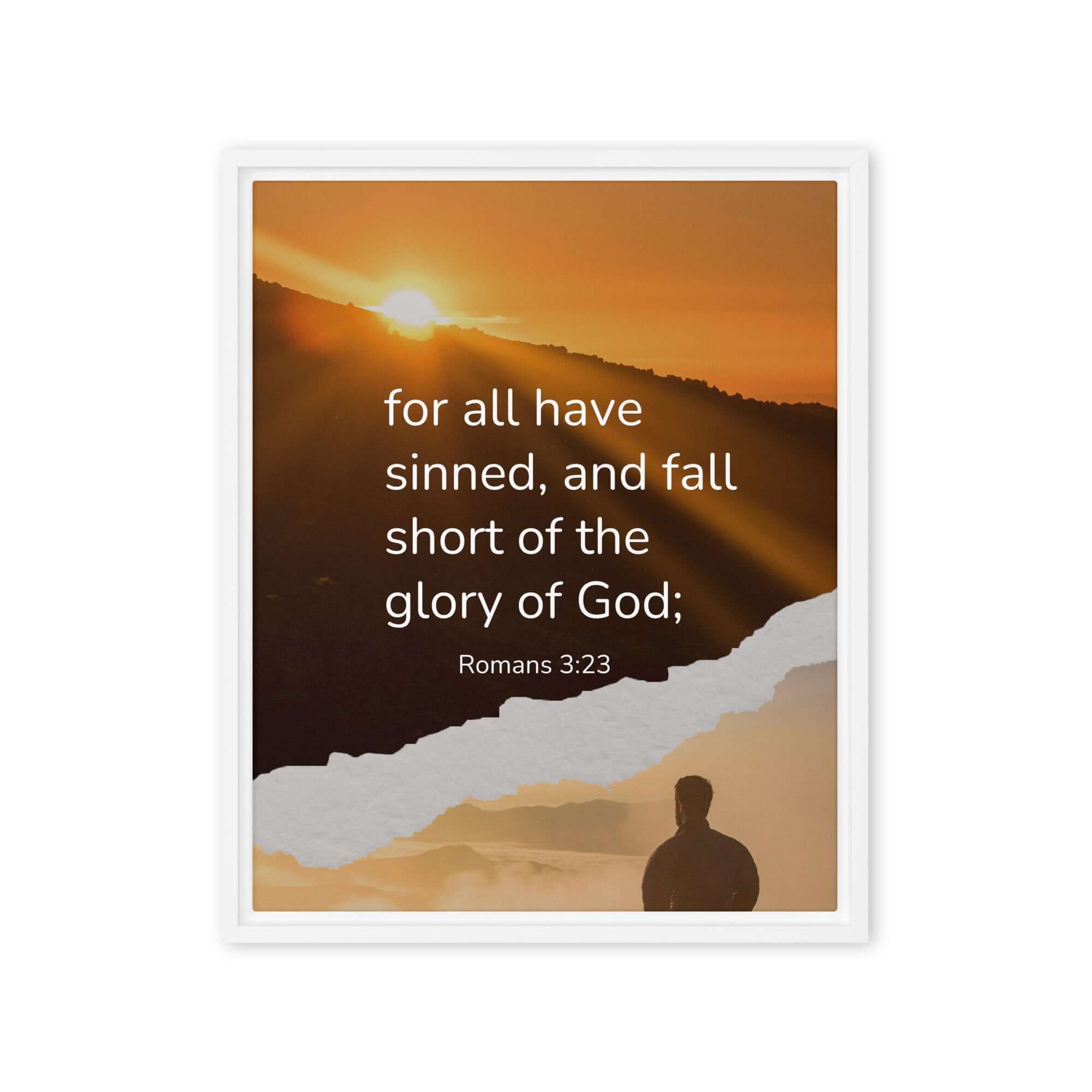 Romans 3:23 Bible Verse, of God Framed Canvas Print Wall Art White 16″×20″