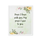 John 14:27 Bible Verse, My peace Framed Canvas Print Wall Art White 16″×20″
