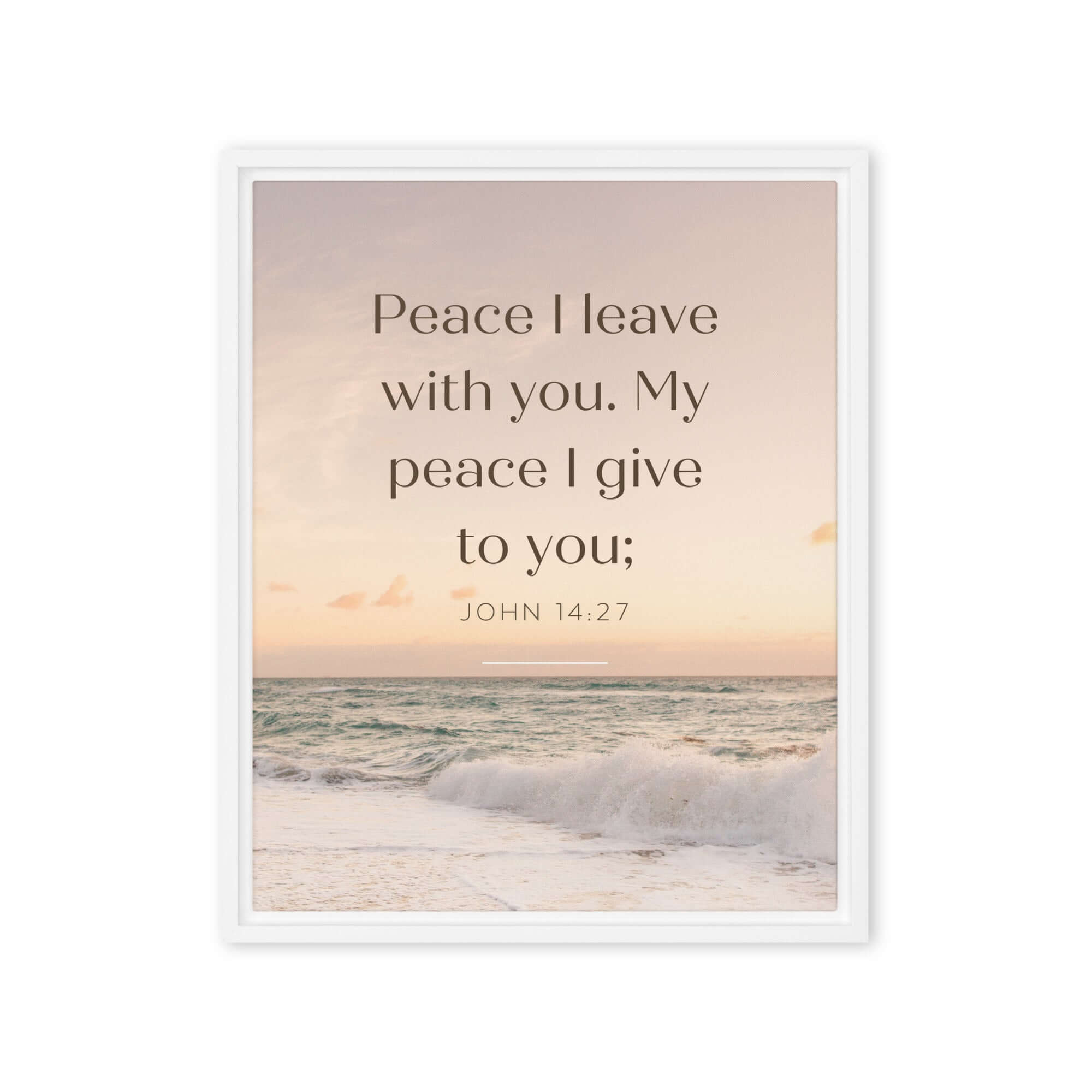 John 14:27 Bible Verse, not as the Framed Canvas Print Wall Art White 16″×20″