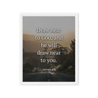 James 4:8 Bible Verse, Cleanse your Framed Canvas Print Wall Art White 16″×20″