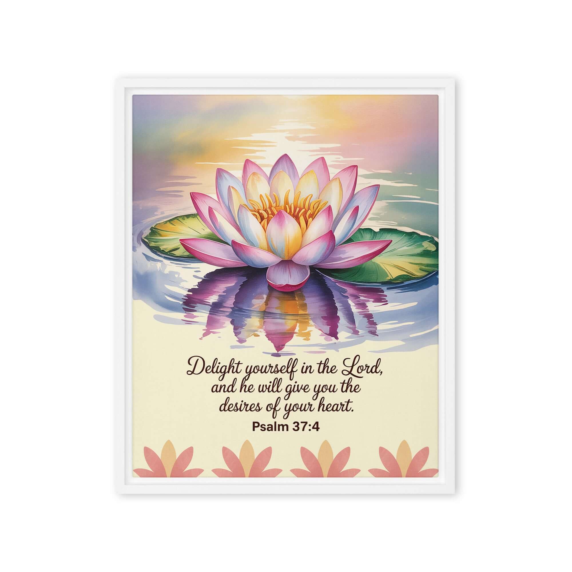 Psalm 37:4 Bible Verse, the Lord Framed Canvas White 16″×20″