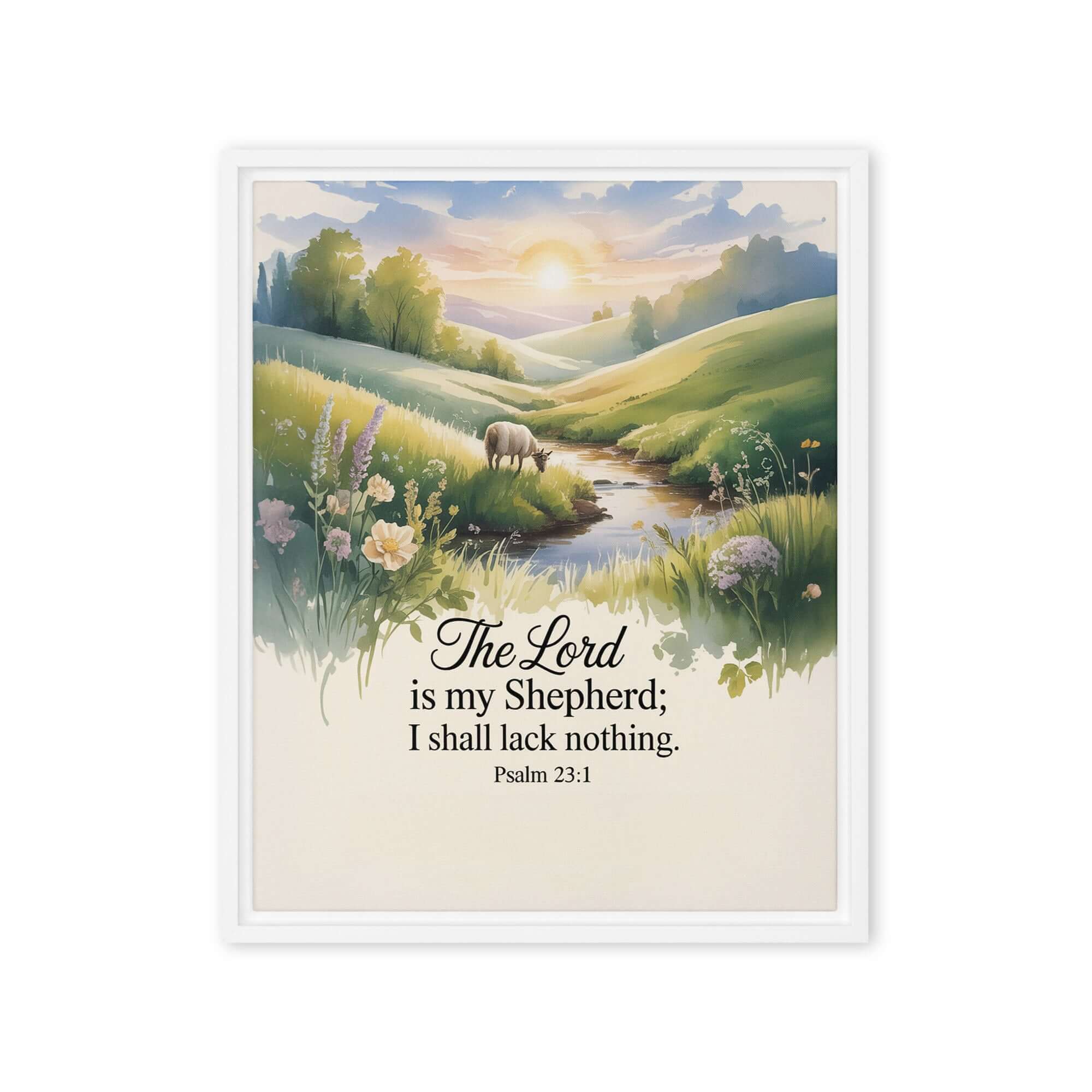 Psalm 23:1 Bible Verse, Lord Framed Canvas White 16″×20″