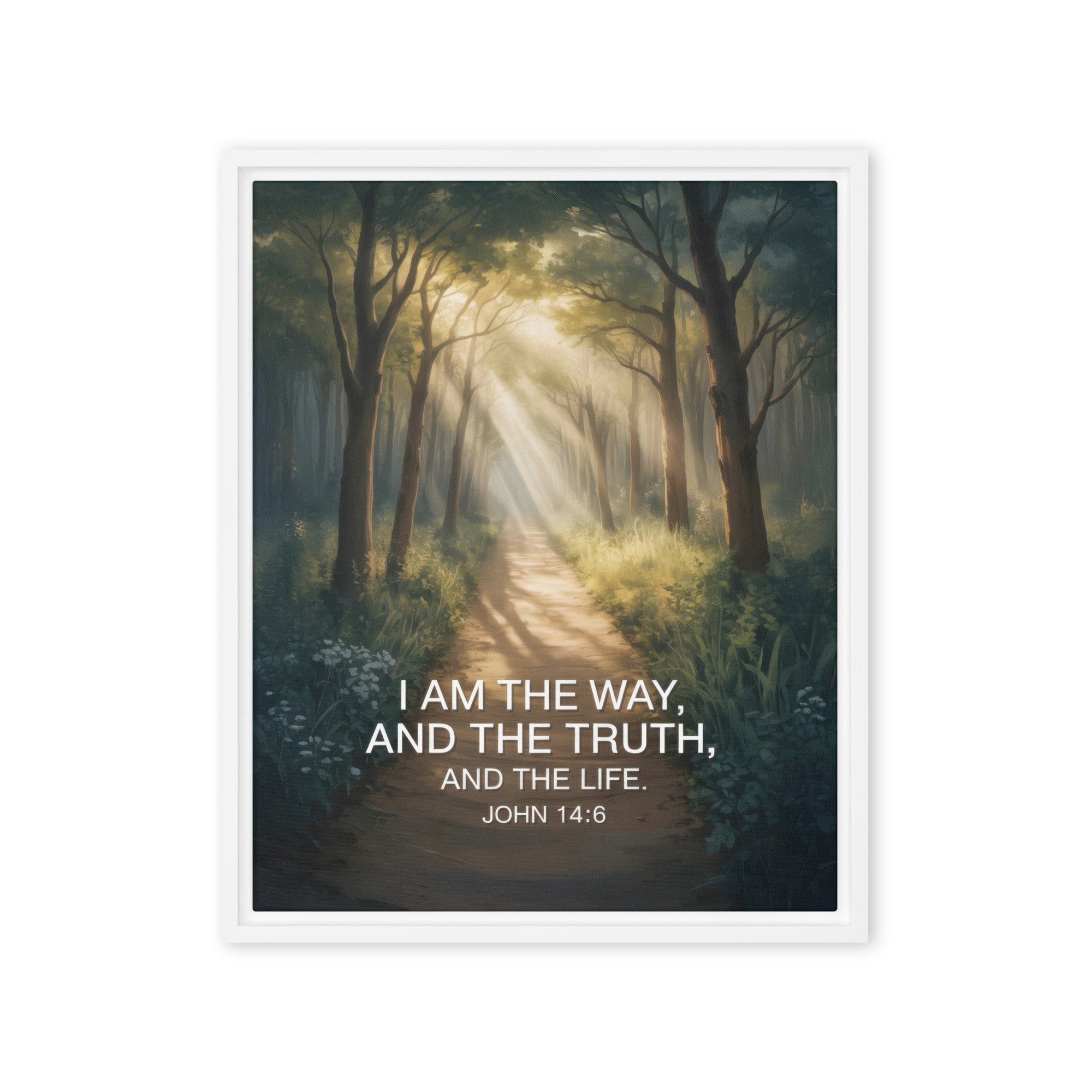 John 14:6 Bible Verse I Am Framed Canvas White 16″×20″