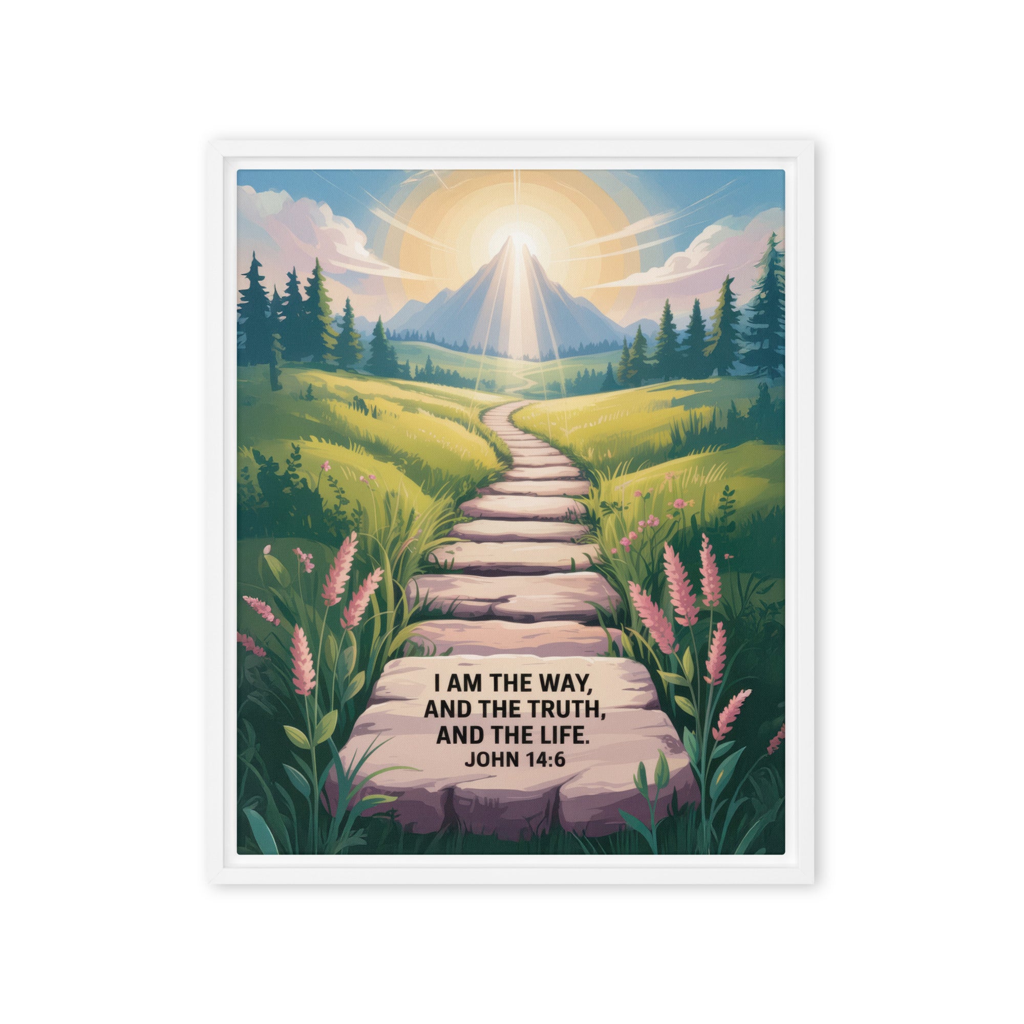 John 14:6 Bible Verse The Truth Framed Canvas White 16″×20″