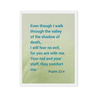 Psalm 23:4 Bible Verse, fear no evil Framed Canvas Print Wall Art White 18″×24″