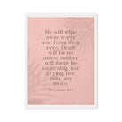 Revelation 21:4 Bible Verse, their eyes Framed Canvas Print Wall Art White 18″×24″