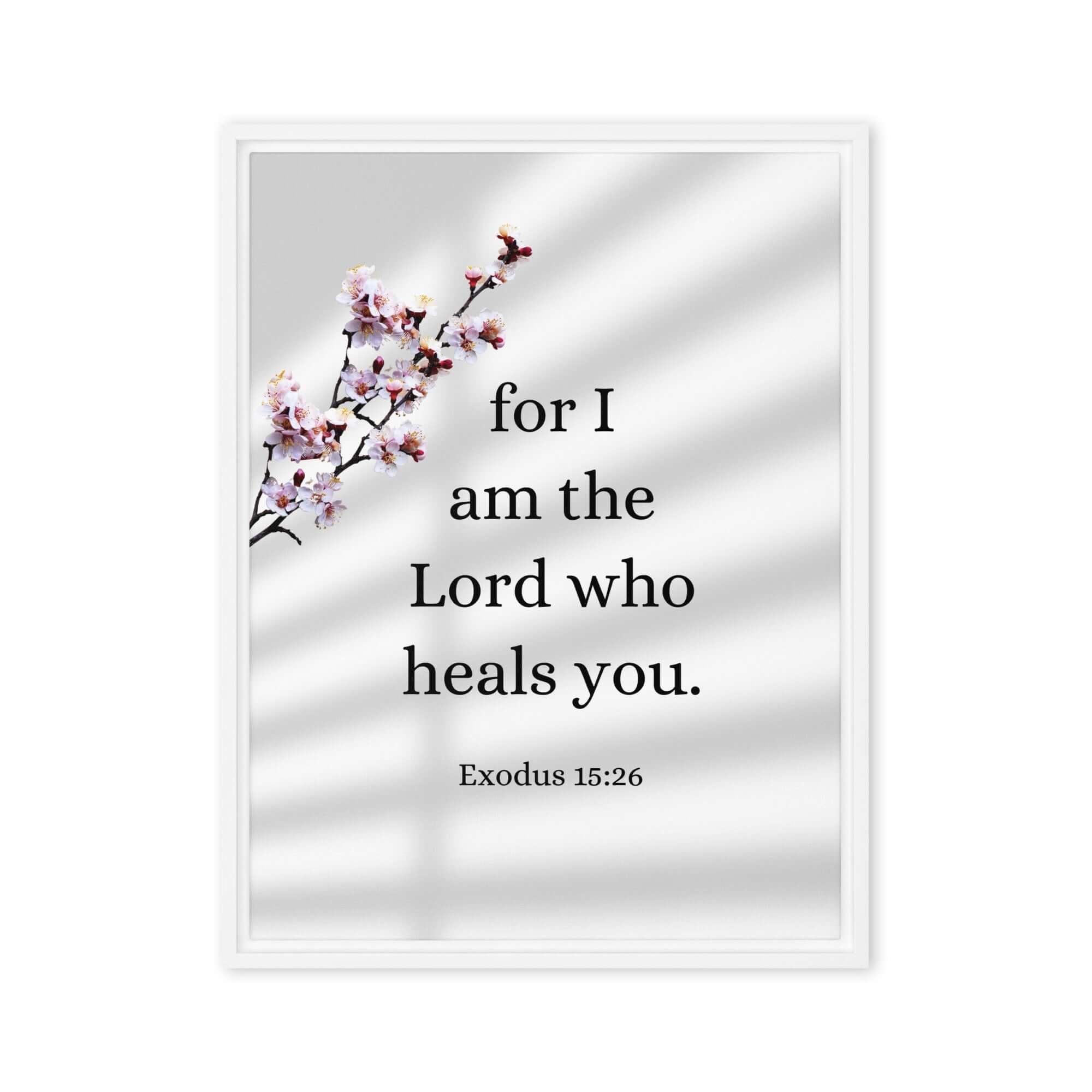 Exodus 15:26 Bible Verse, diligently listen Framed Canvas Print Wall Art White 18″×24″