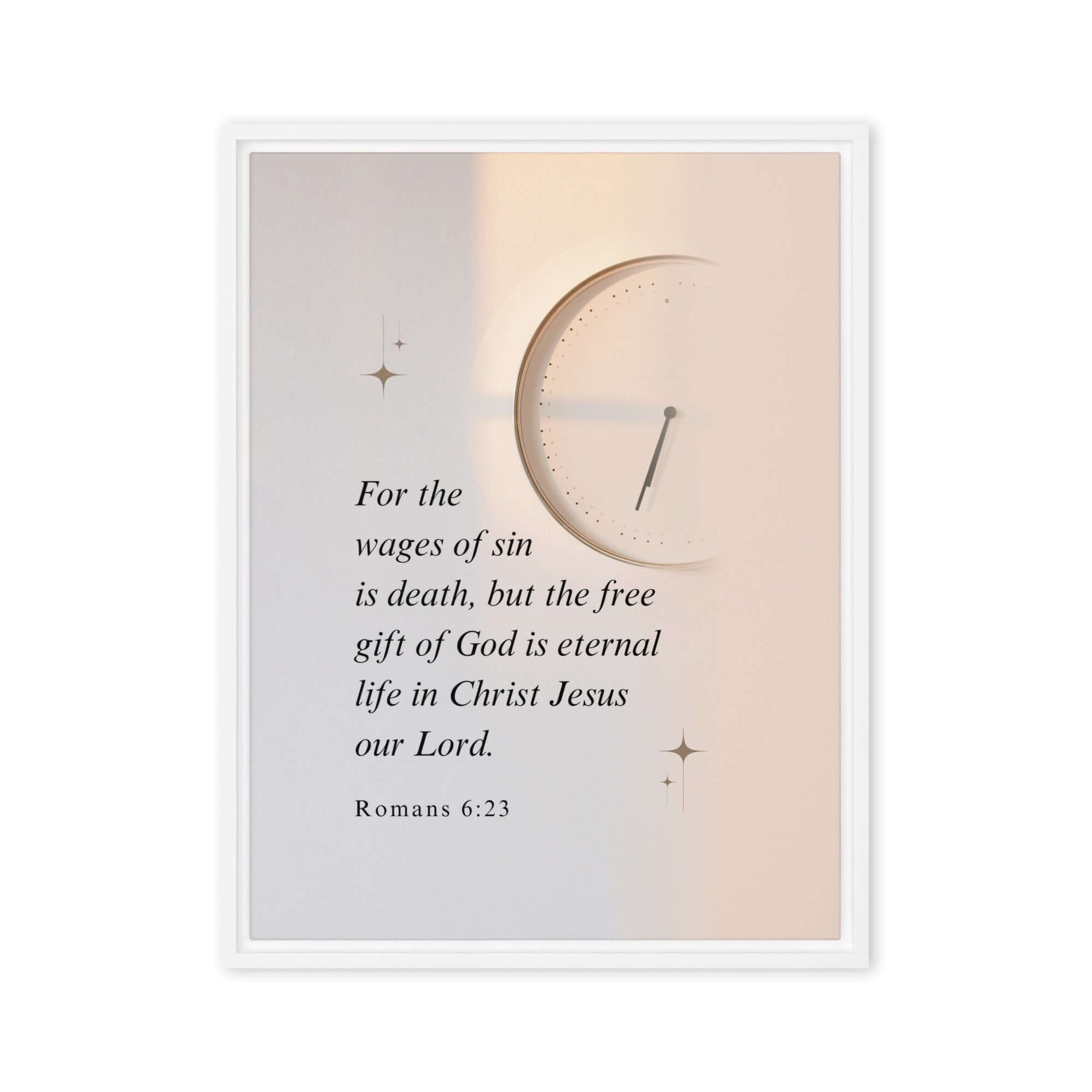 Romans 6:23 Bible Verse, our Lord Framed Canvas Print Wall Art White 18″×24″