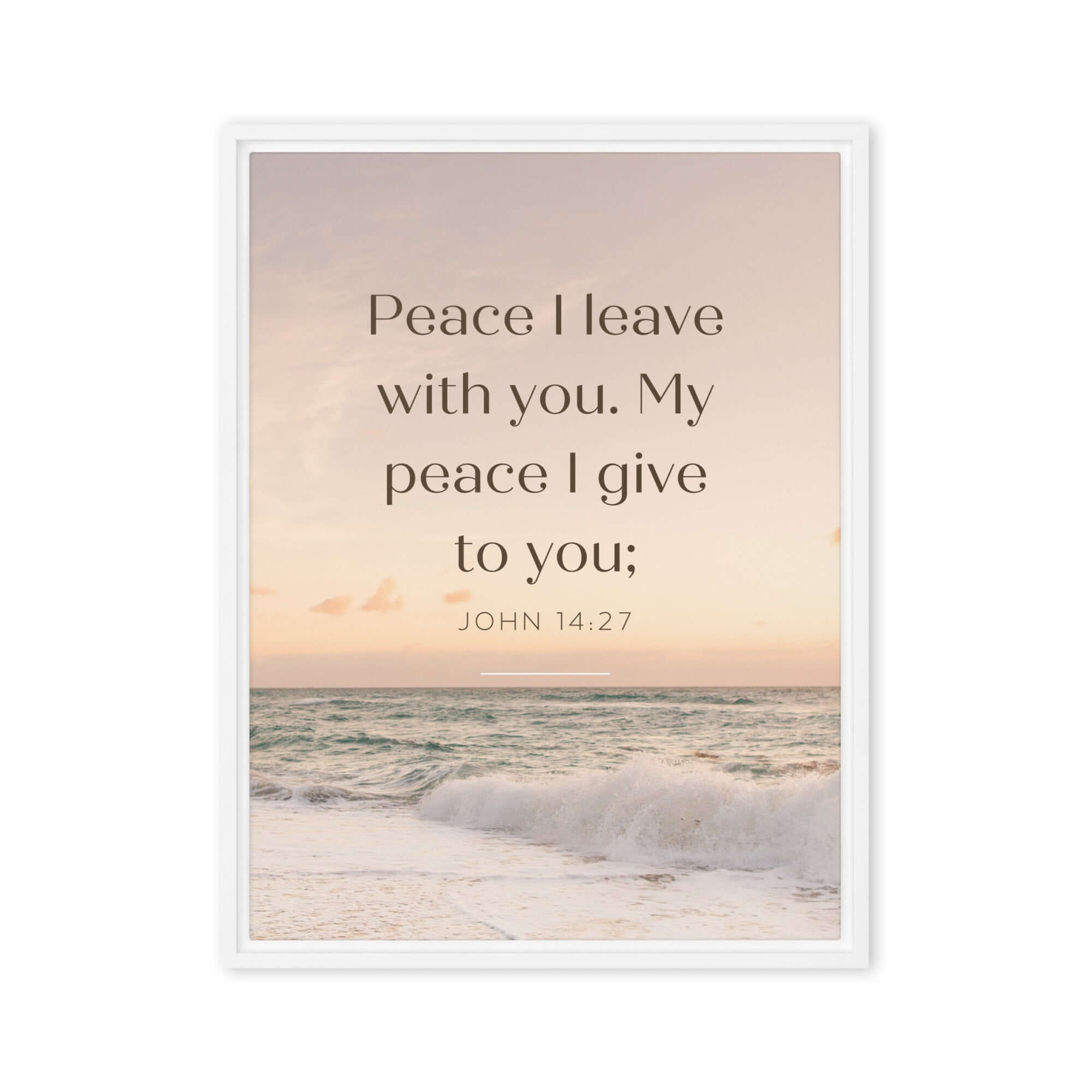 John 14:27 Bible Verse, not as the Framed Canvas Print Wall Art White 18″×24″