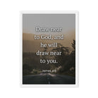 James 4:8 Bible Verse, Cleanse your Framed Canvas Print Wall Art White 18″×24″