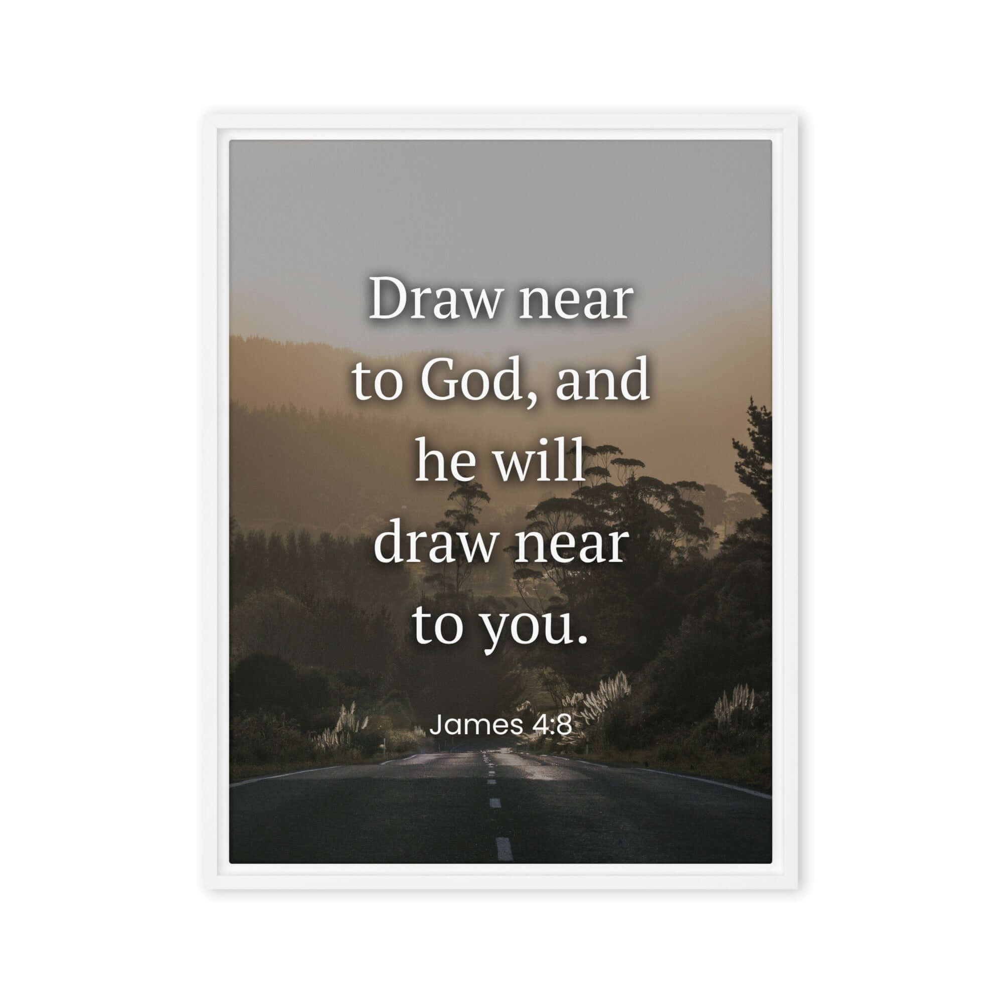 James 4:8 Bible Verse, Cleanse your Framed Canvas Print Wall Art White 18″×24″