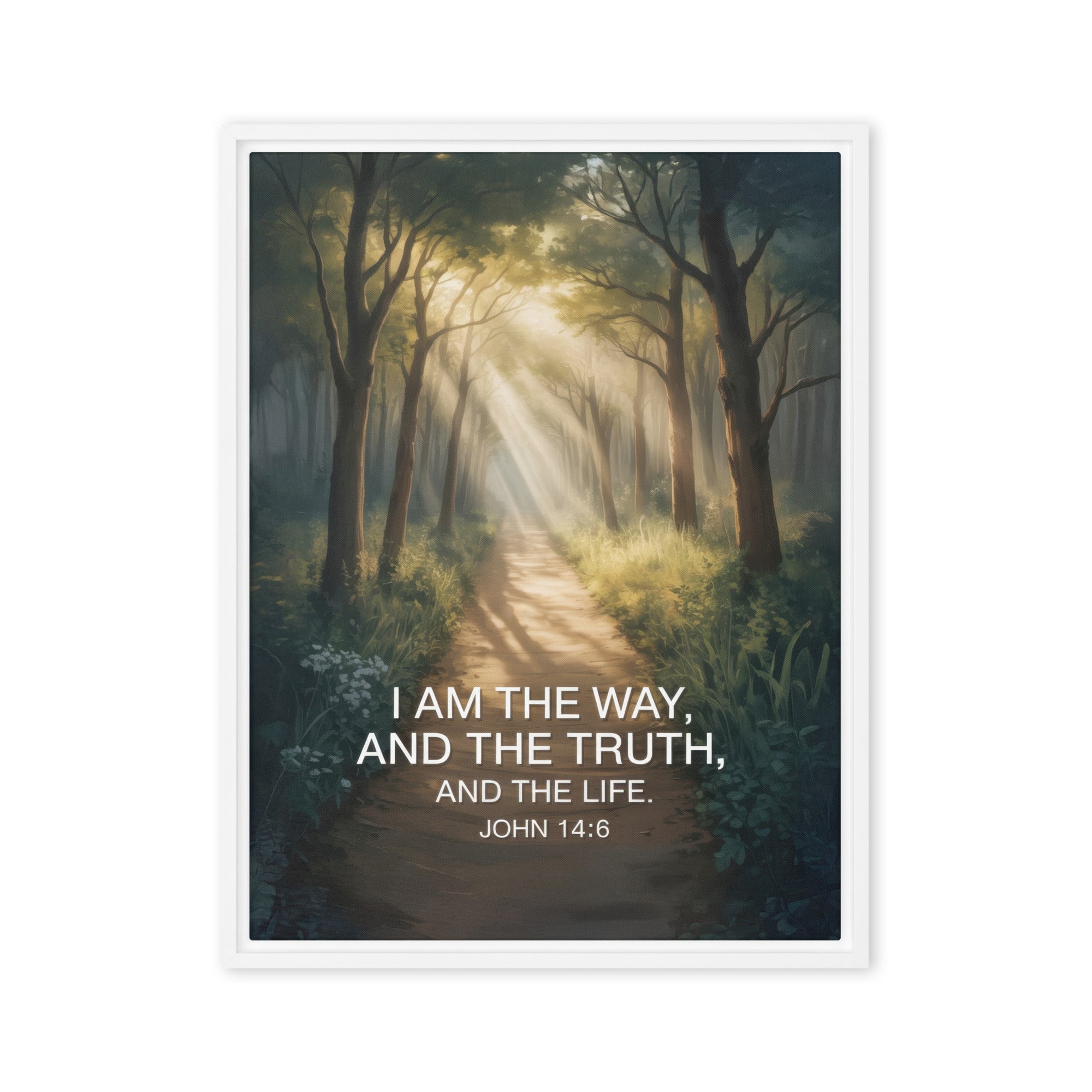 John 14:6 Bible Verse I Am Framed Canvas White 18″×24″