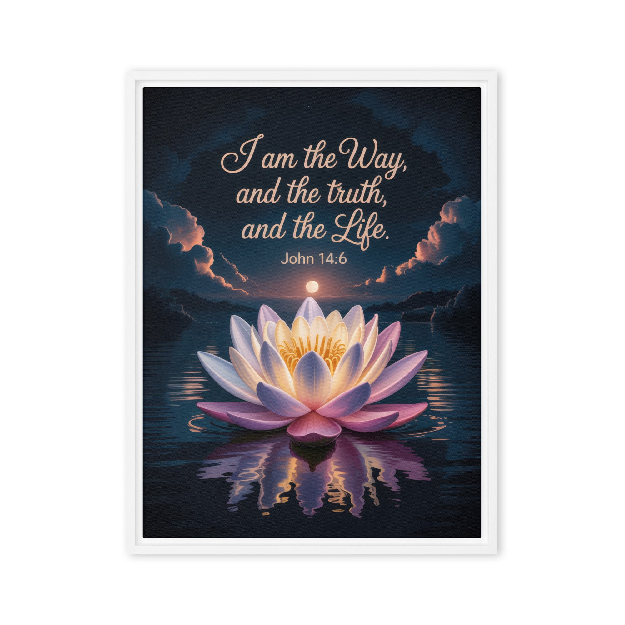 John 14:6 Bible Verse The Way Framed Canvas White 18″×24″