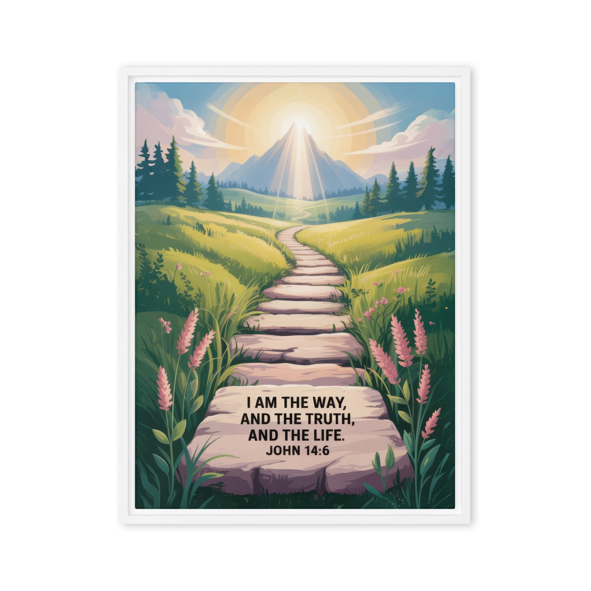 John 14:6 Bible Verse The Truth Framed Canvas White 18″×24″