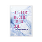 1 Corinthians 16:14 Bible Verse, Do it in Love Framed Canvas Print Wall Art White 20″×28″