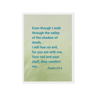 Psalm 23:4 Bible Verse, fear no evil Framed Canvas Print Wall Art White 20″×28″