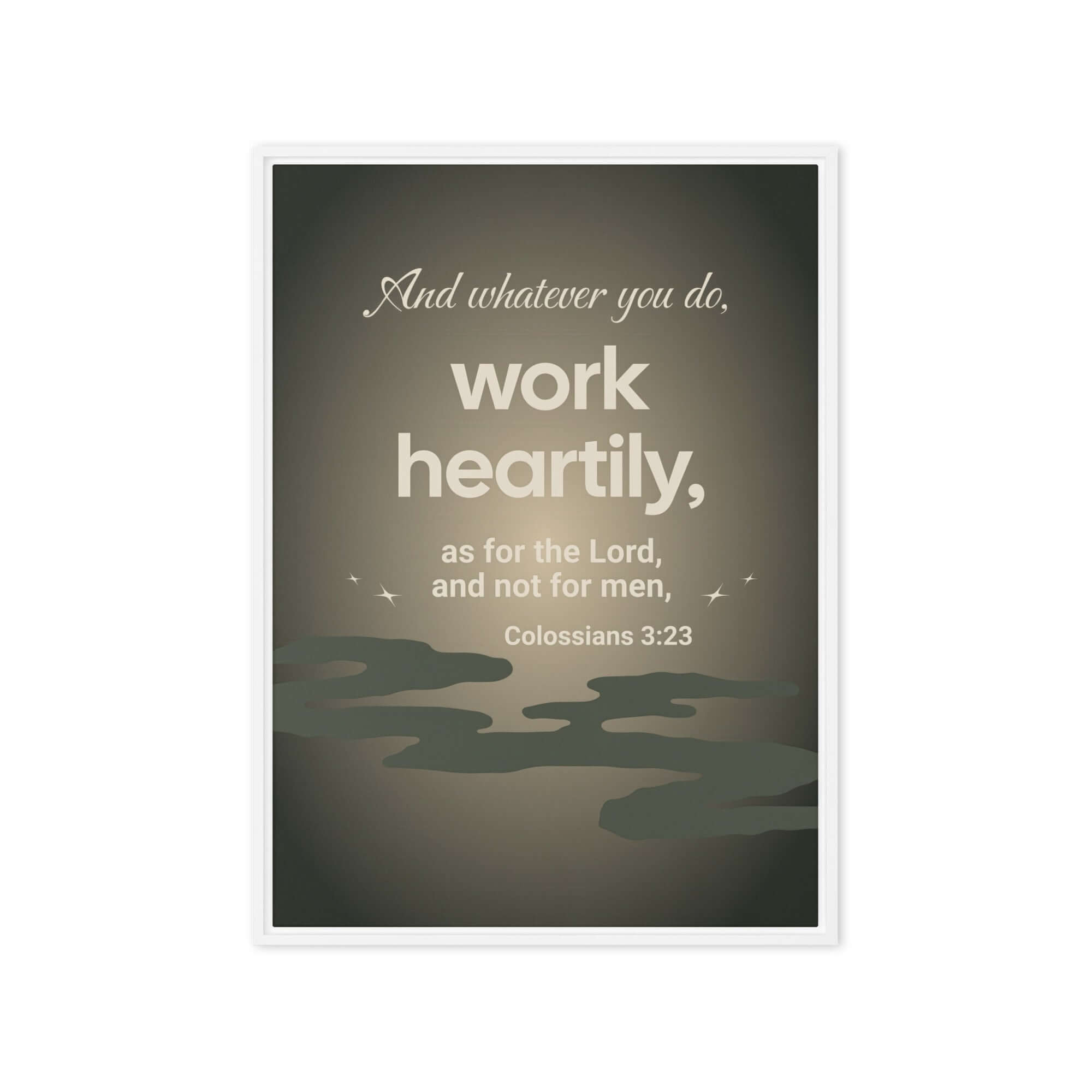 Colossians 3:23 Bible Verse, as for the Lord Framed Canvas Print Wall Art White 20″×28″