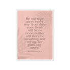 Revelation 21:4 Bible Verse, their eyes Framed Canvas Print Wall Art White 20″×28″