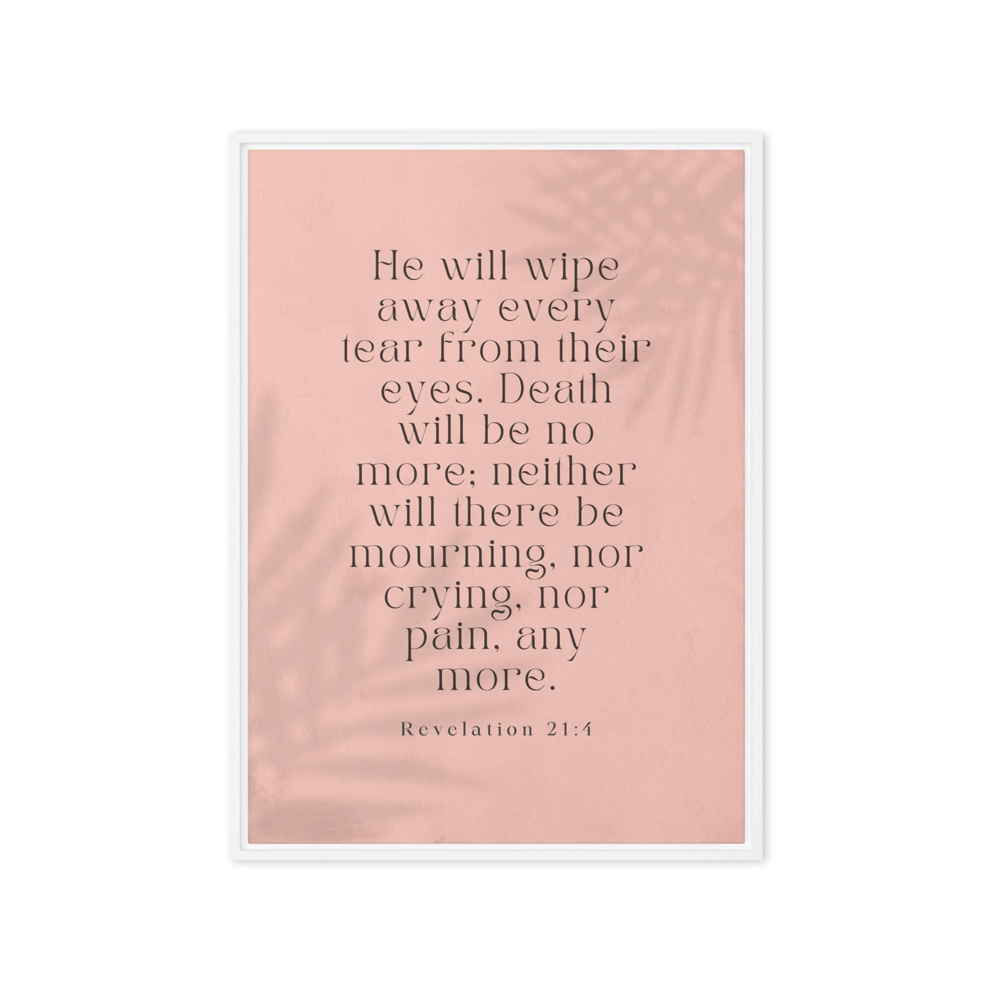 Revelation 21:4 Bible Verse, their eyes Framed Canvas Print Wall Art White 20″×28″