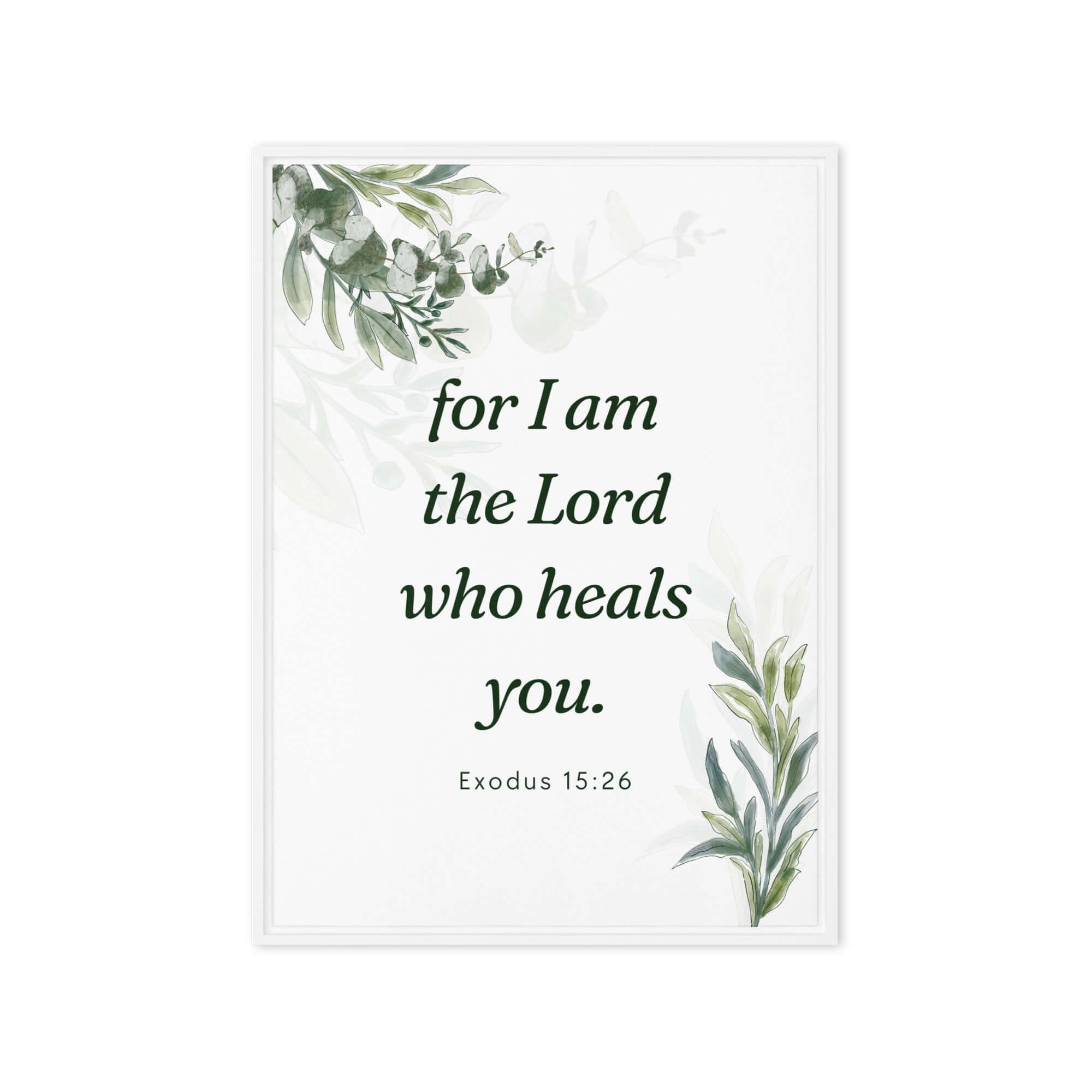 Exodus 15:26 Bible Verse, Gods voice Framed Canvas Print Wall Art White 20″×28″