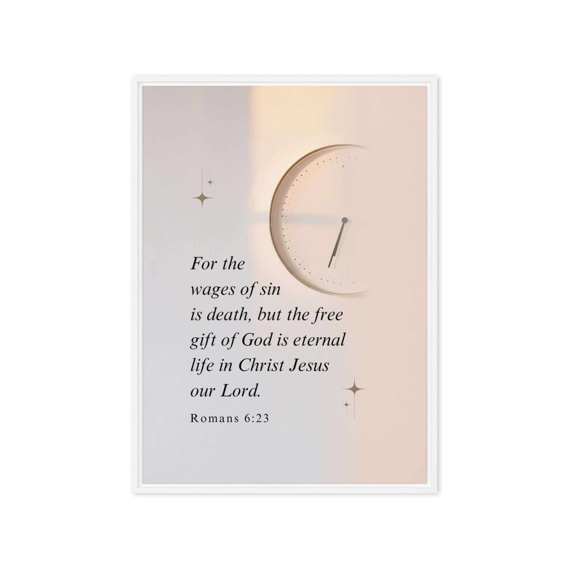 Romans 6:23 Bible Verse, our Lord Framed Canvas Print Wall Art White 20″×28″