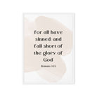 Romans 3:23 Bible Verse, fall short Framed Canvas Print Wall Art White 20″×28″