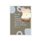 Romans 3:23 Bible Verse, the glory Framed Canvas Print Wall Art White 20″×28″