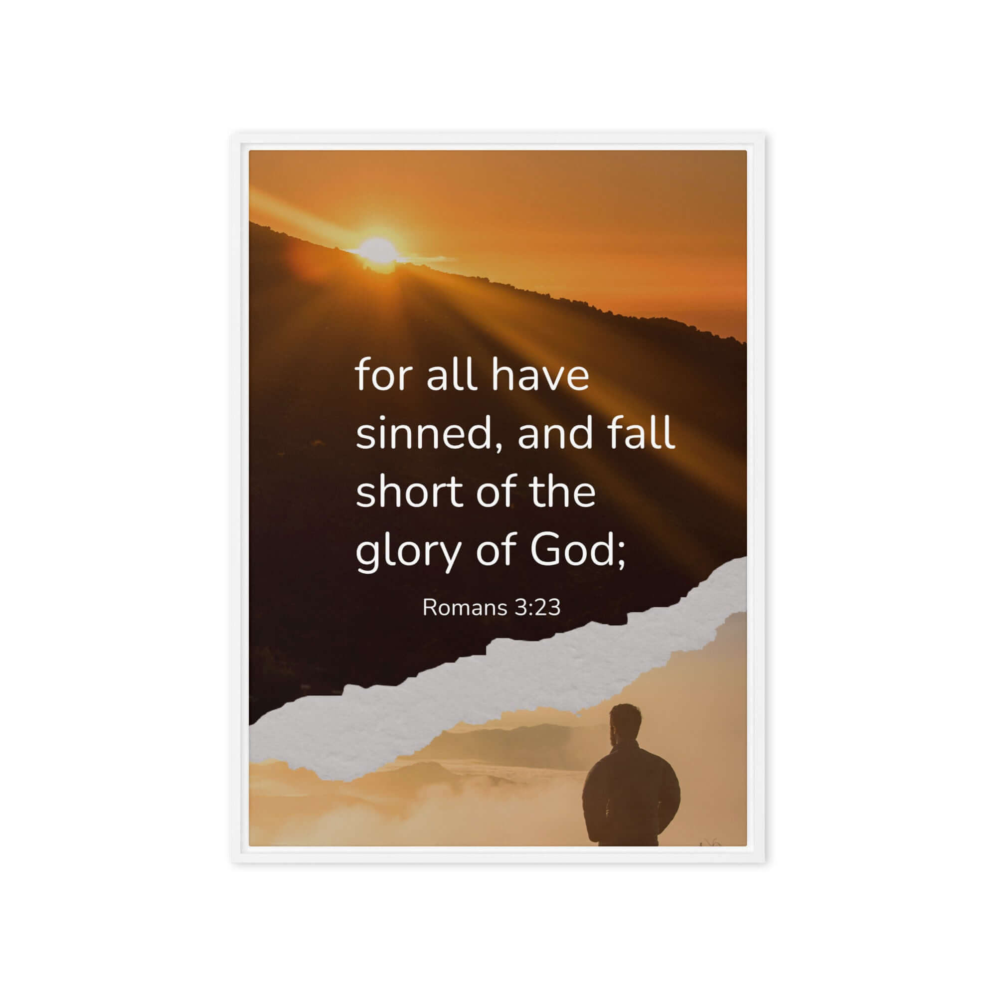 Romans 3:23 Bible Verse, of God Framed Canvas Print Wall Art White 20″×28″