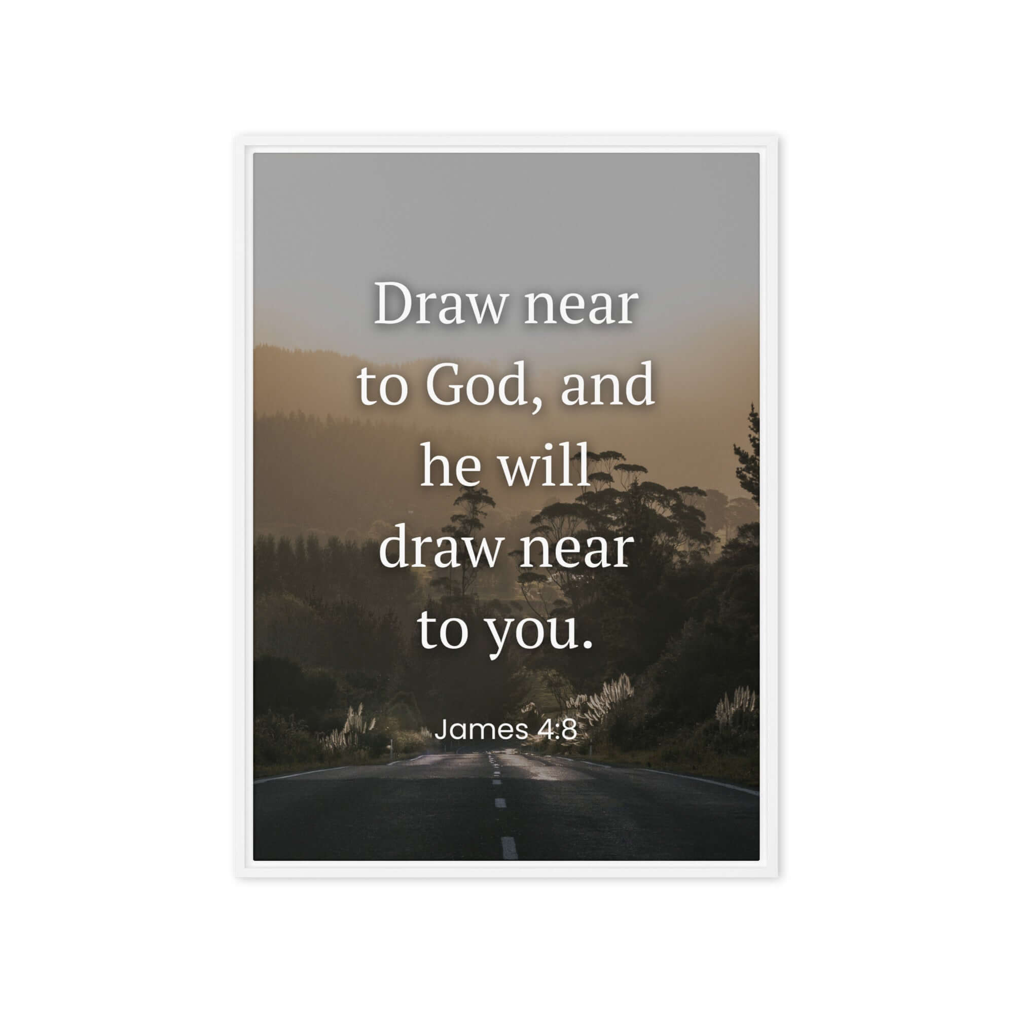 James 4:8 Bible Verse, Cleanse your Framed Canvas Print Wall Art White 20″×28″
