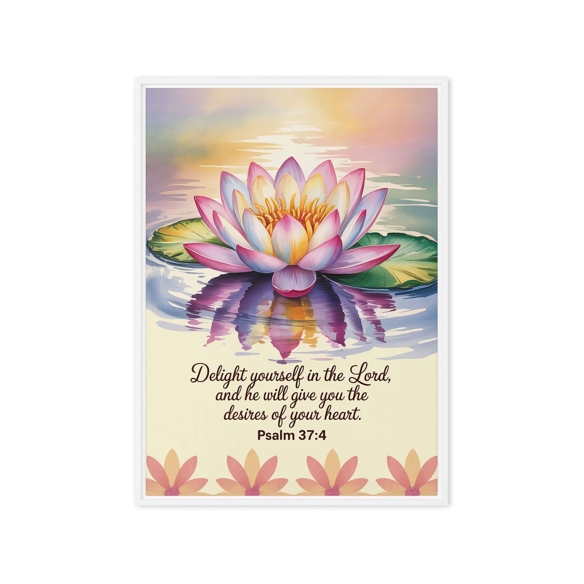 Psalm 37:4 Bible Verse, the Lord Framed Canvas White 20″×28″