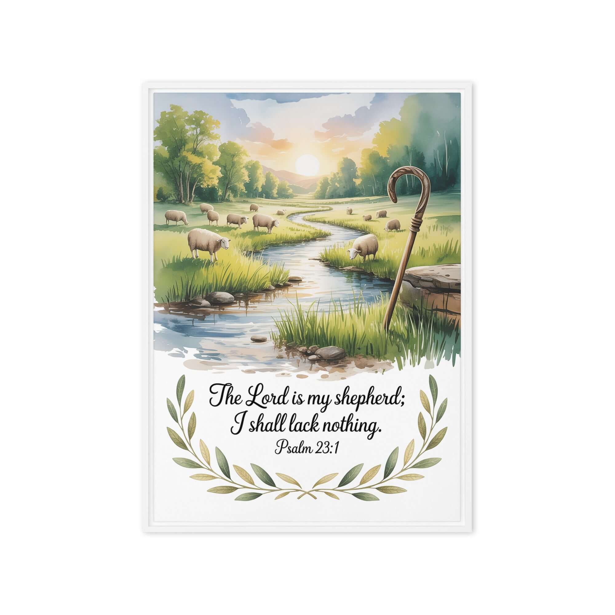Psalm 23:1 Bible Verse, is my Framed Canvas White 20″×28″