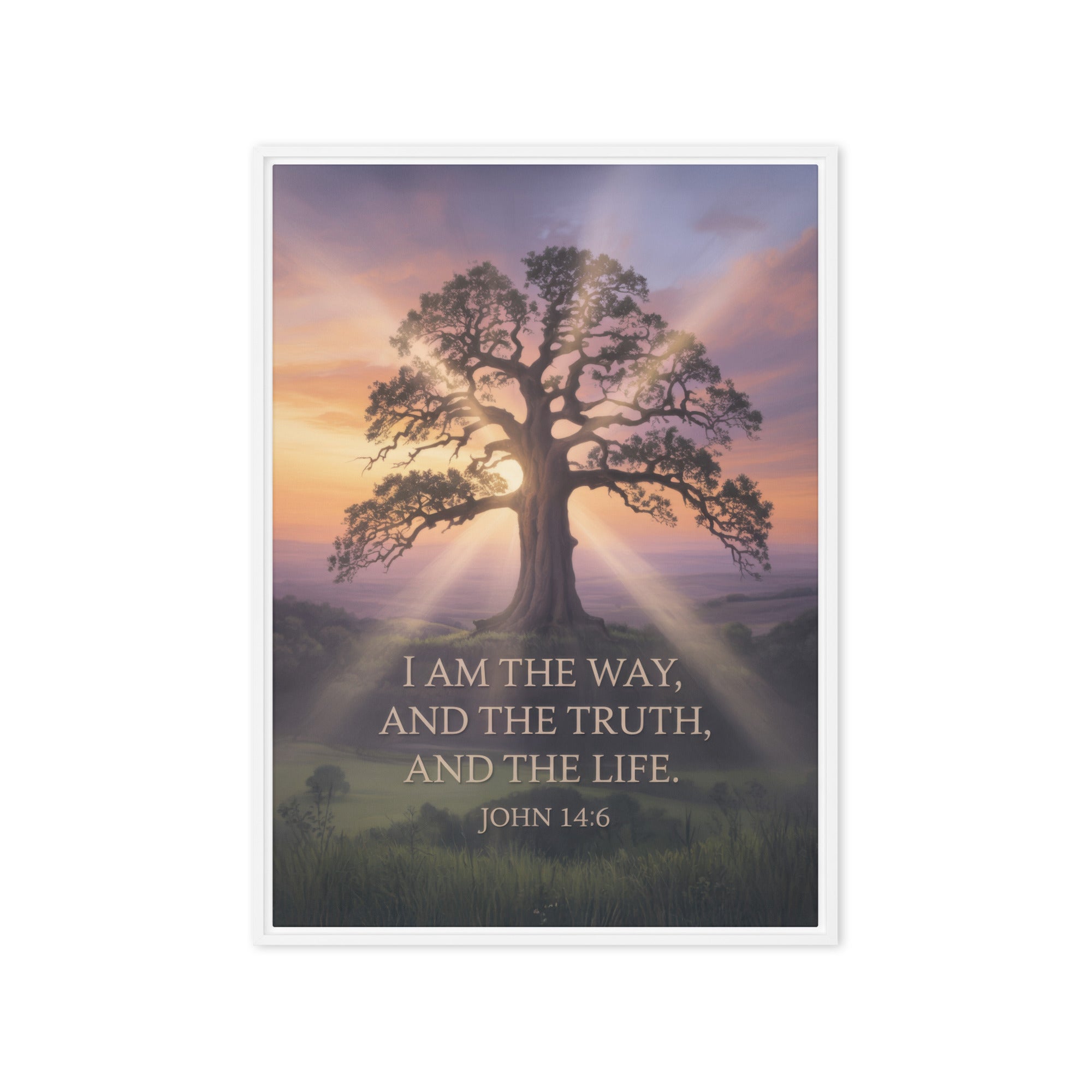 John 14:6 Bible Verse Jesus said Framed Canvas White 20″×28″